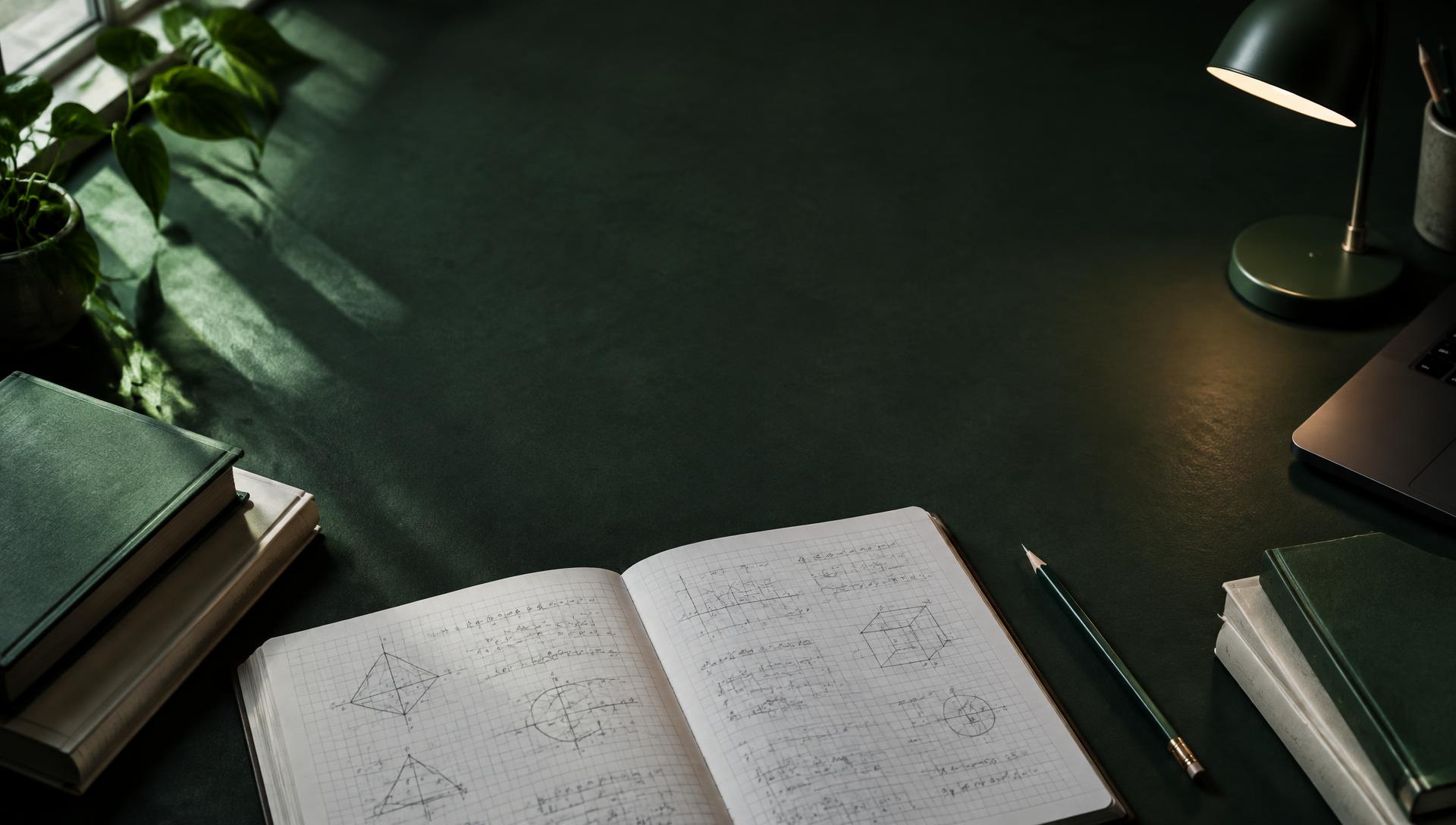 Tanulóasztal nyitott matematika-füzettel